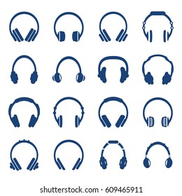 Vector Headphones icon set. 