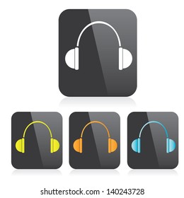vector headphones icon set. music button collection