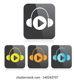 vector headphones icon set. music button collection