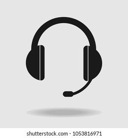 Vector headphones icon. Technical service help icon. Vector