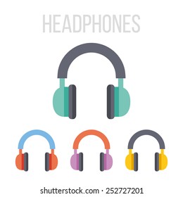 Vector headphones icons. 