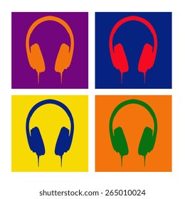 vector headphones icons