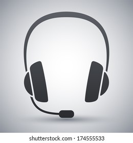 Vector headphones with microphone icon 