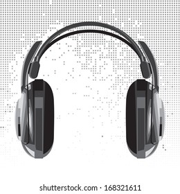 vector headphones on background consisting of Stars