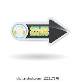 vector headphones on white background. music button. online radio icon