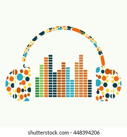 Vector of headphones symbol or icon, headphones poster, colored headphones