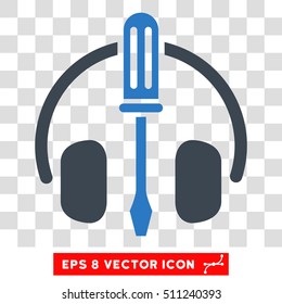 Vector Headphones Tools EPS vector pictogram. Illustration style is flat iconic bicolor smooth blue symbol on a transparent background.