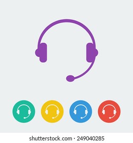vector headset flat circle icon