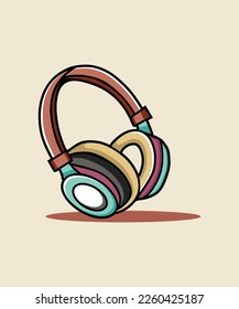 The vector headset illustration features a modern and sleek design. The headset is composed of clean lines and solid colors, making it look sharp and professional.
