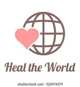 Vector heal the world sign, flat design