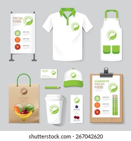 Vector health, beauty shop set flyer, menu, package, t-shirt, cap, uniform design/ layout set of corporate identity mock up template.