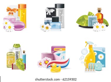 Vector health and beauty supplies icons