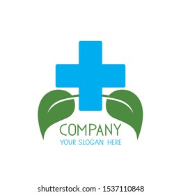 vector health care medical logo cross and leaves