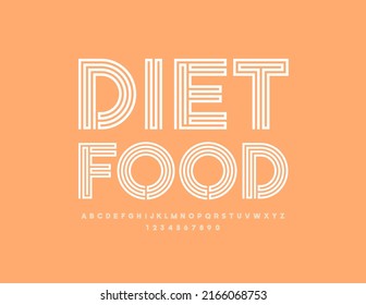 Vector health concept Diet Food. Maze style Font. White creative set of Alphabet Letters and Numbers