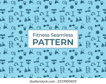 Vector of health fitness gym equipment seamless pattern.