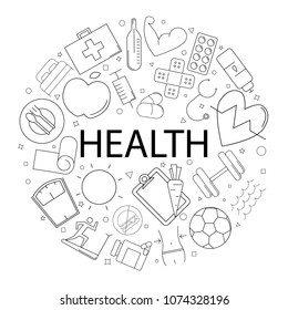 Vector health pattern with word. Health background