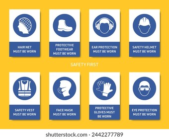 Vector health and safety sign label set