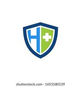 vector health shield logo letter H