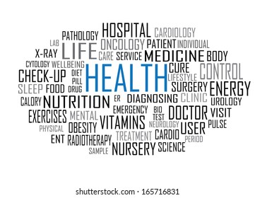 Vector health tag cloud
