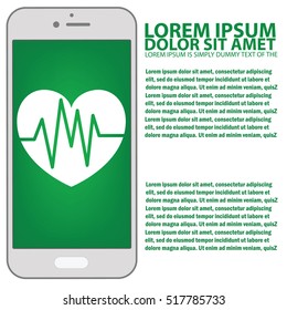 Vector of Health tools in smartphone and your text for application