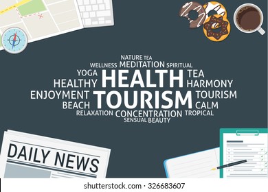 vector health tourism concept,template