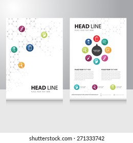 Vector healthcare medical and science technology Brochure Flyer design template with chemical molecule background