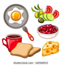vector healthy breakfast icon set