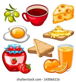 vector healthy breakfast icon set