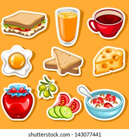 vector healthy breakfast icon stickers