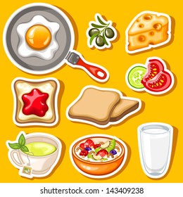 vector healthy breakfast icon stickers