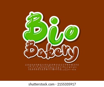 Vector healthy concept Bio Bakery with creative Font. Sweet brown Alphabet Letters, Numbers and Symbols set