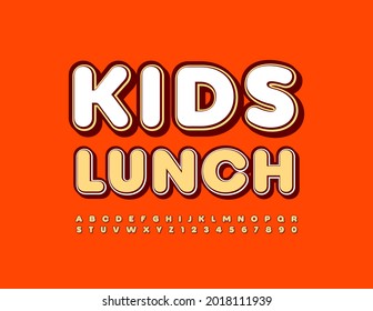 Vector healthy concept Kids Lunch with cute Alphabet Letters and Numbers set. Creative trendy Font
