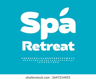 Vector Concepto saludable Spa Retreat. Elegante fuente blanca. Conjunto moderno de letras y números de alfabeto fresco