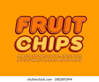 Vector healthy concepts Fruit Chips. Retro style Font. Bright Alphabet Letters and Numbers