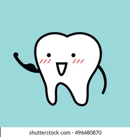 Vector of Healthy cute cartoon tooth 