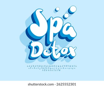 Vector Healthy emblem Spa Detox. Artistic 3D Font. Funny Handwritten Alphabet Letters and Numbers set.	