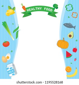 Vector of Healthy Food design with vegetables and fruits.