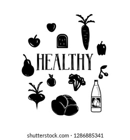 vector healthy food doodle