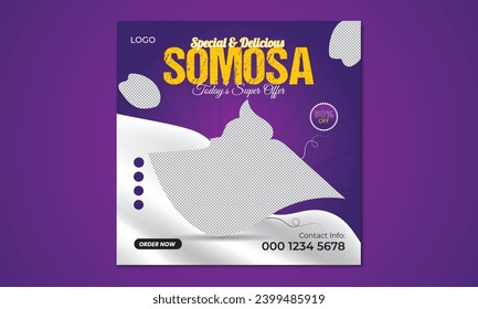 Vector Healthy food restaurant social media post banner template, Vector food social media banner post template.