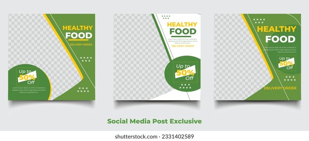 vector healthy food square flyer template