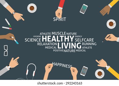 vector healthy living concept,template