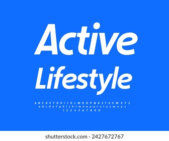 Vector healthy template Active Lifestyle. Modern White Font. Artistic Alphabet Letters and Numbers .