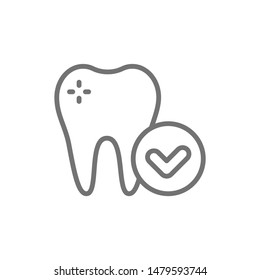 Vector healthy tooth, dental care line icon.