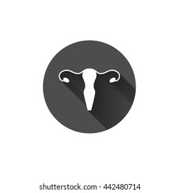 Vector healthy uterus simple flat long shadow icon