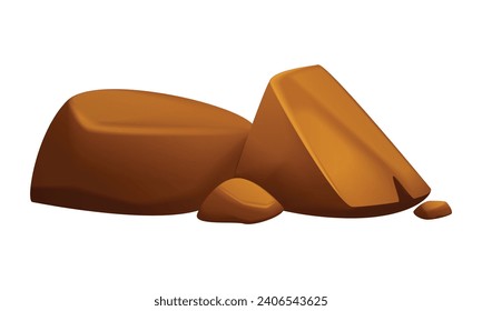 Vector heaps of rock stones set on white background.