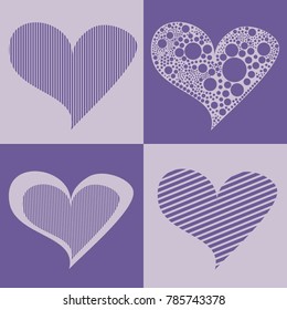 vector  heard ultra violet color for you design. for greeting card, gift, holiday, jerseys, pajamas, gift paper, vector winter background.  happy valentine day