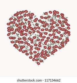Vector heart with abstract floral ornament. Heart design element background for cute cards on Valentine's Day. Heart love concept.