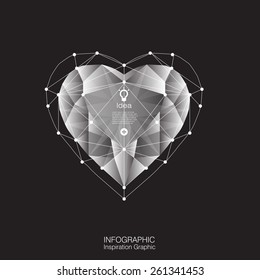 vector heart abstract geomatric / abstract background wallpaper / love crytal
