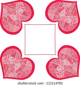 Vector heart with abstract ornament. Heart design element background for cute cards on Valentine's Day. Heart love concept.