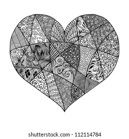 Vector heart with abstract ornament. Heart design element background for cute cards on Valentine's Day. Heart love concept.